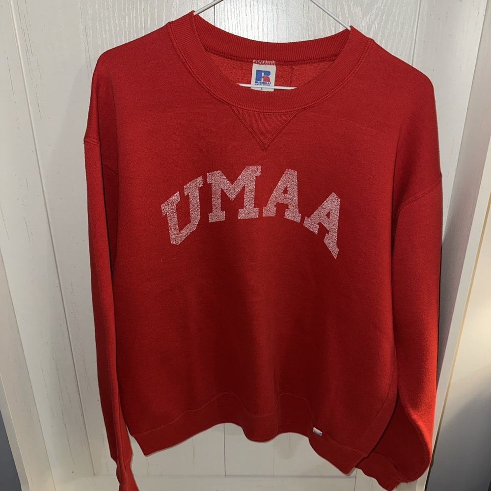 Ole Miss UMAA Rebels Sweatshirt Russell Athletic Large Red Vintage